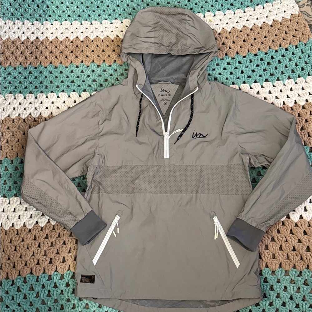 Imperial Motion Gray Windbreaker Pullover Jacket Men’s sz Medium